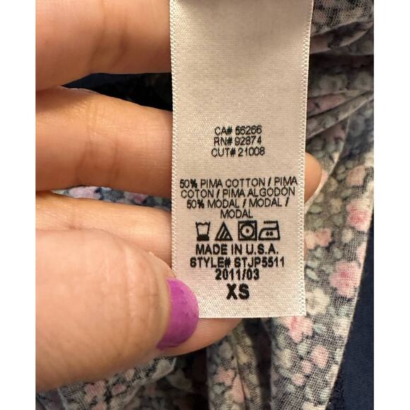 Splendid blue floral short sleeves top size XS - Picture 4 of 13